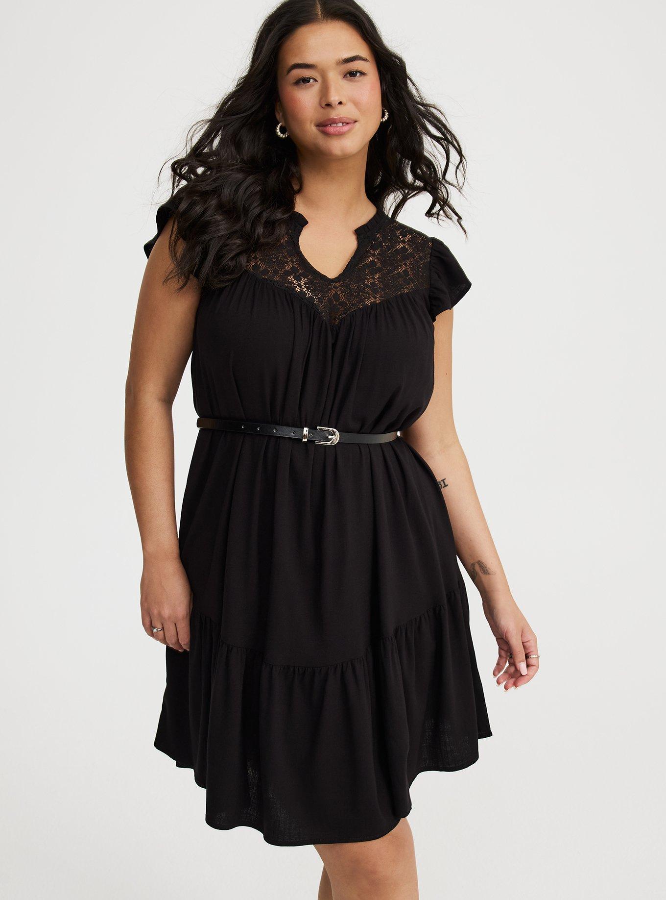 Mini Ruffle-Sleeve Drop-Waist Dress