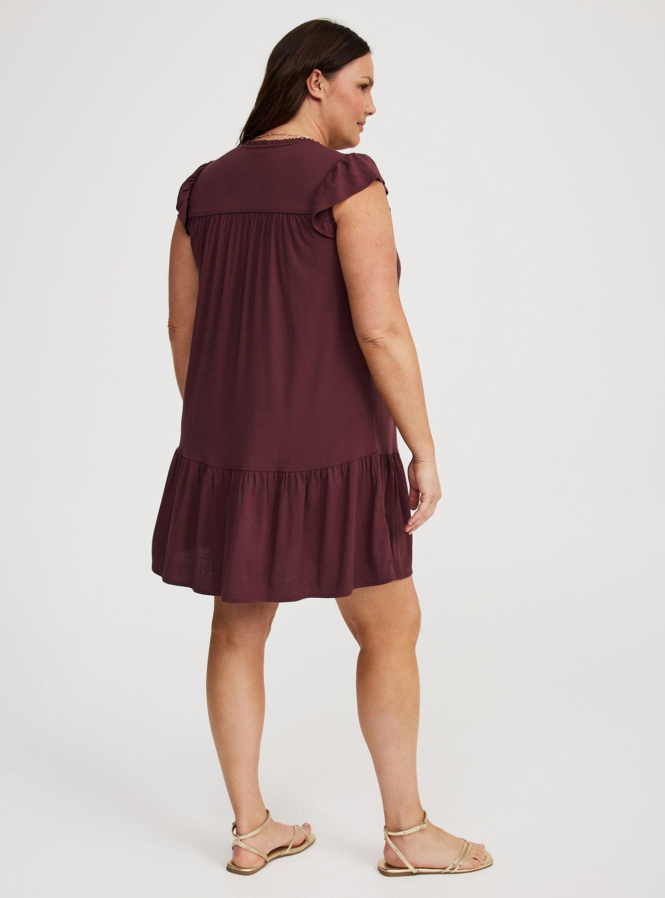 Mini Ruffle-Sleeve Drop-Waist Dress