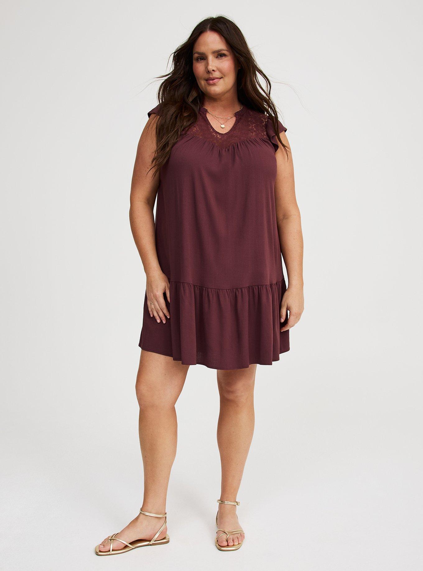Mini Ruffle-Sleeve Drop-Waist Dress