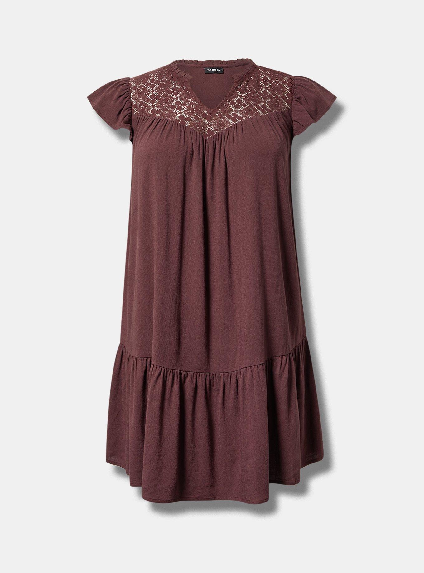 Mini Ruffle-Sleeve Drop-Waist Dress