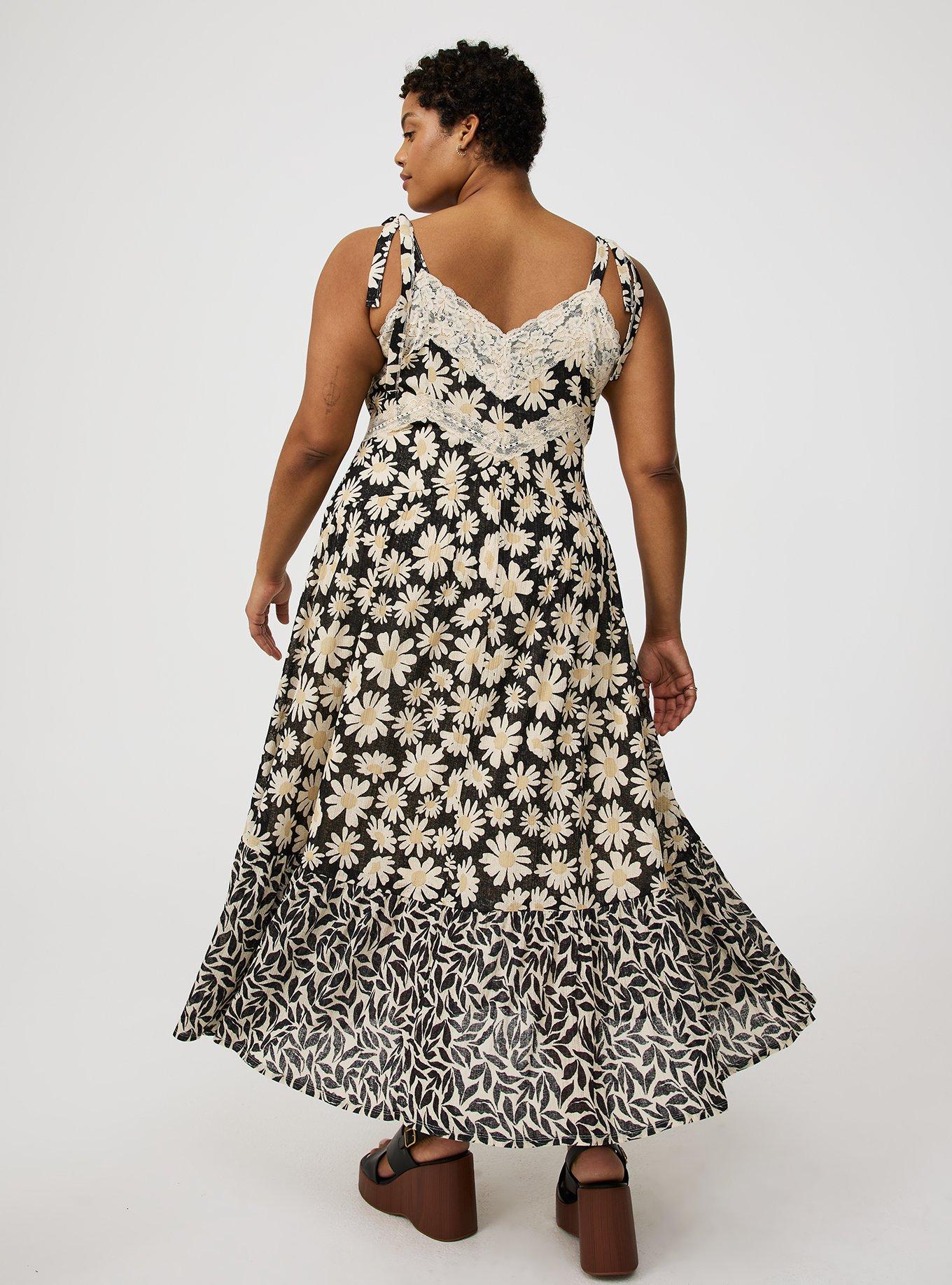 Lace-Trim Drop-Waist Maxi Dress