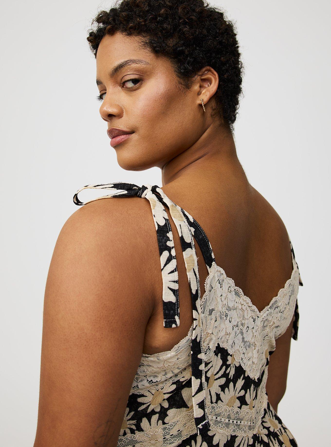 Lace-Trim Drop-Waist Maxi Dress