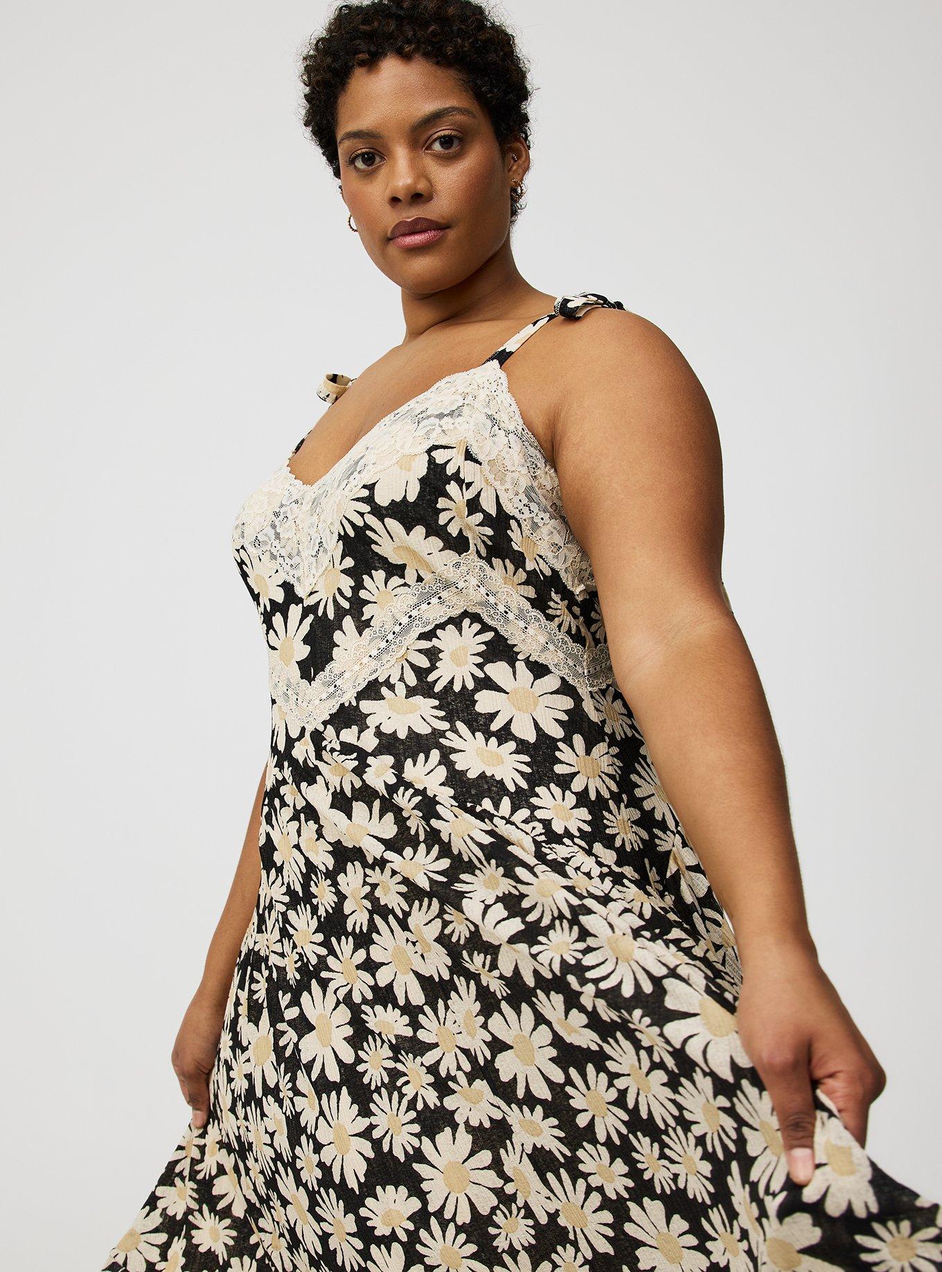 Lace-Trim Drop-Waist Maxi Dress