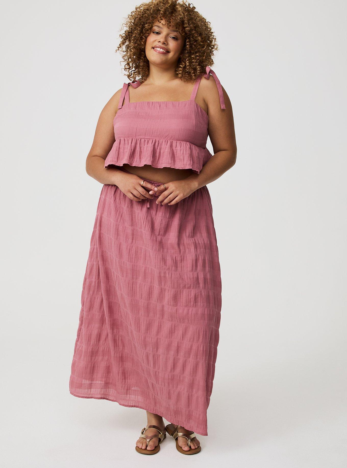 Plus Size - Textured Cotton Peplum Top Skirt Set - Torrid