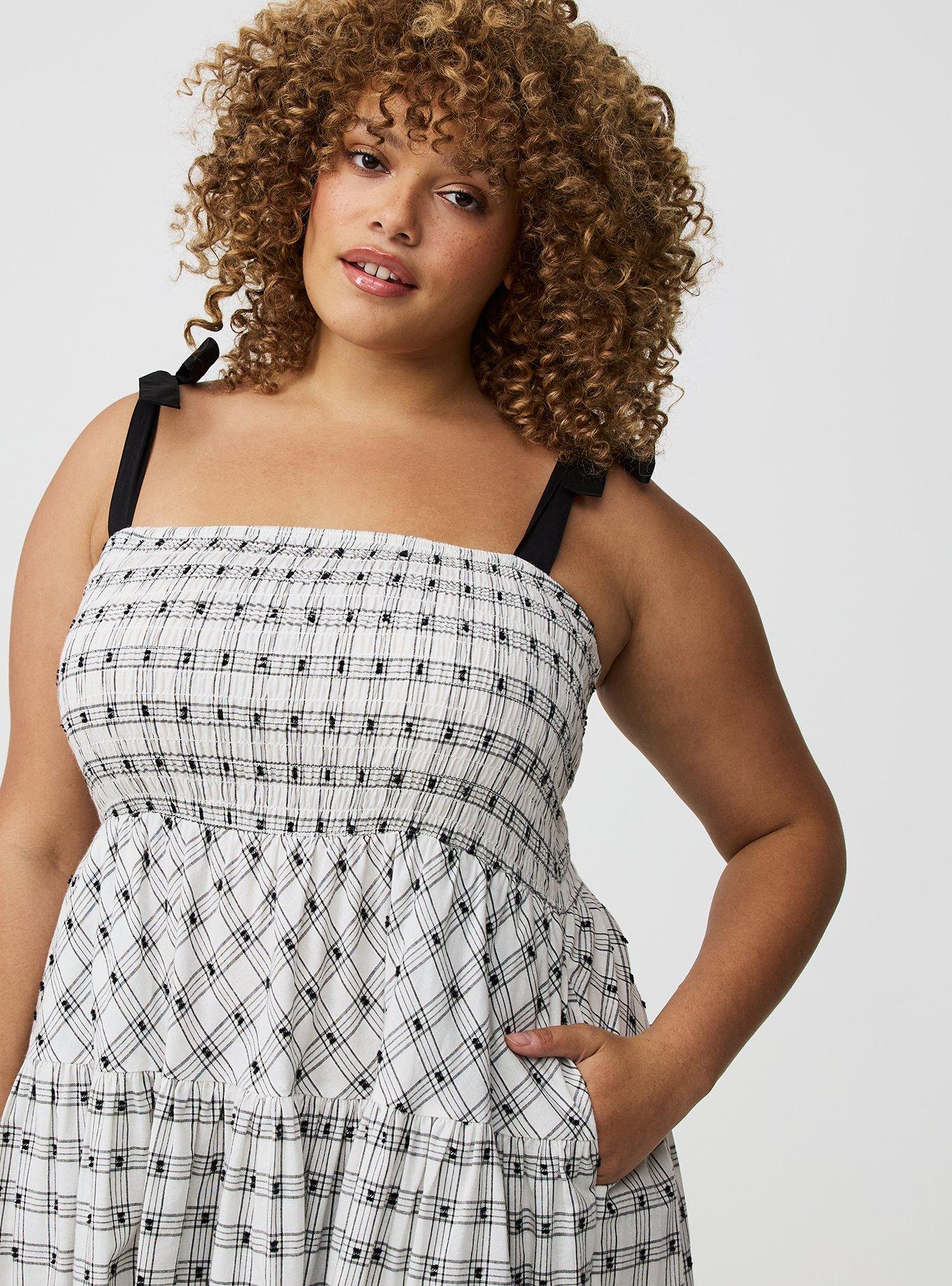 Tea-Length Smocked Bodice Dress