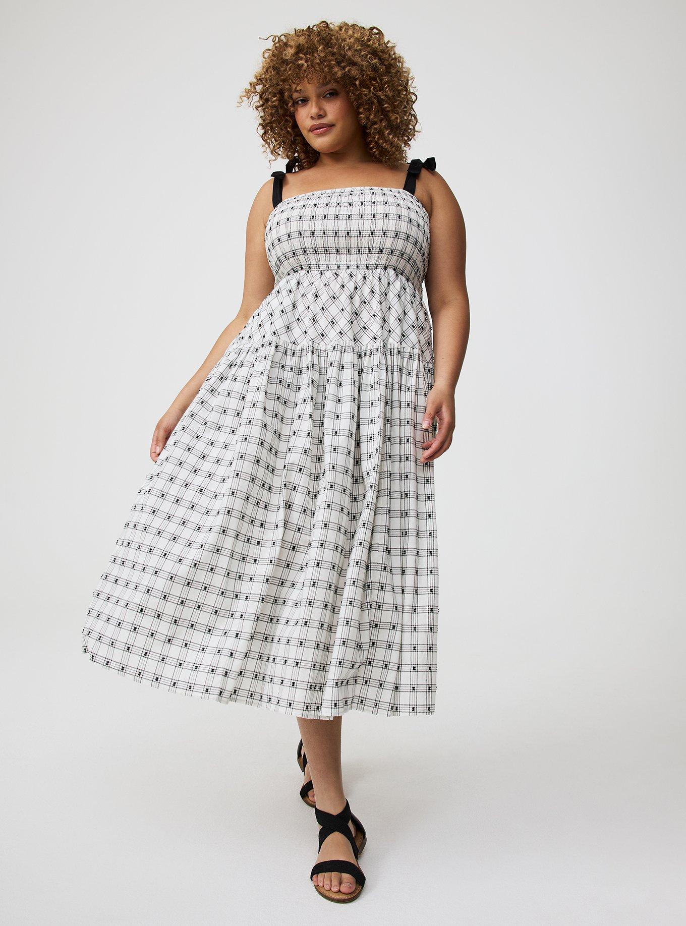 Tea-Length Smocked Bodice Dress