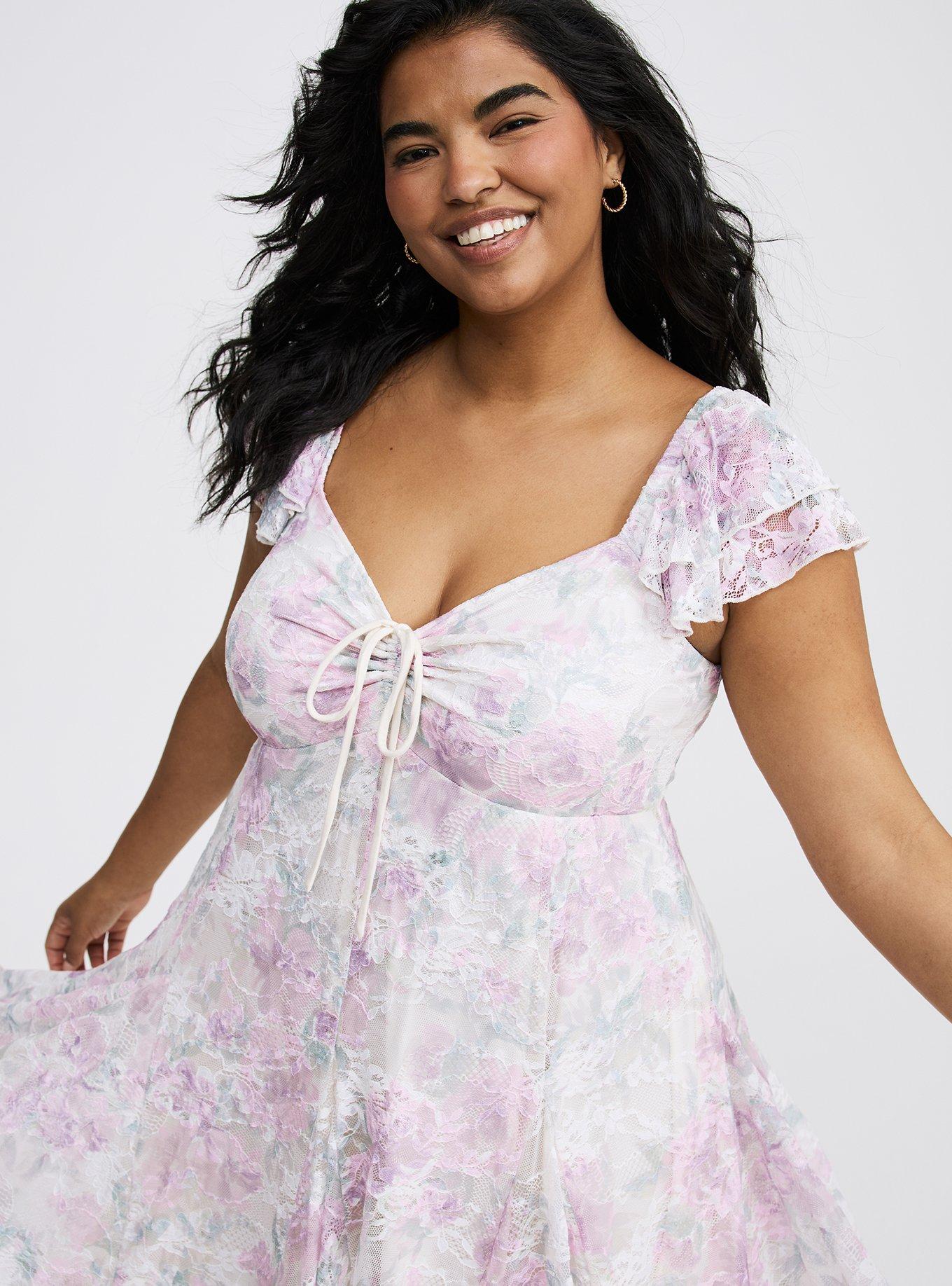 Mini Stretch Lace Godet Dress