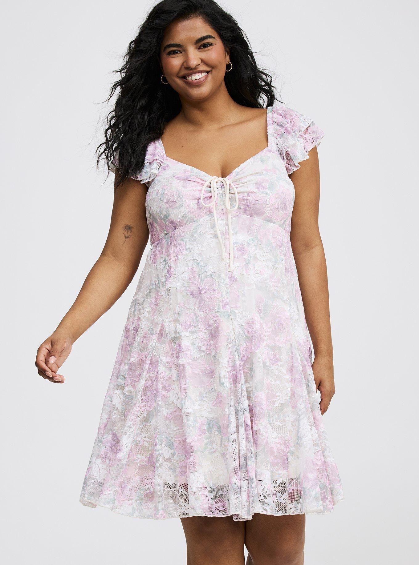 Mini Stretch Lace Godet Dress