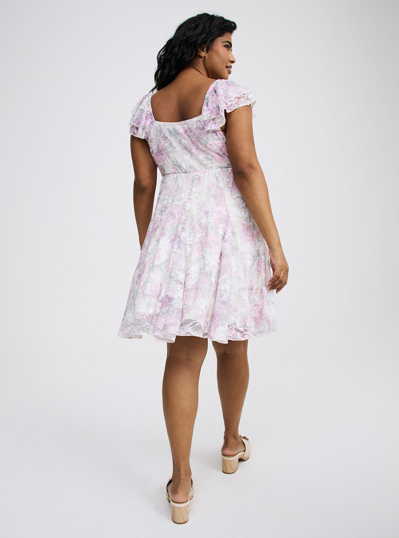 Mini Stretch Lace Godet Dress