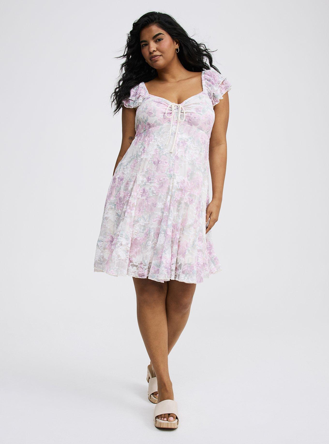 Plus Size - Mini Stretch Lace Godet Dress - Torrid