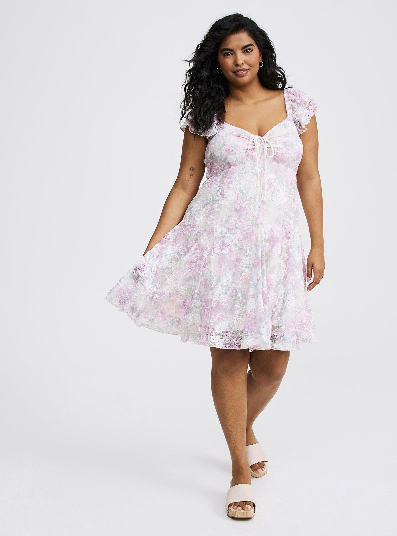Mini Stretch Lace Godet Dress