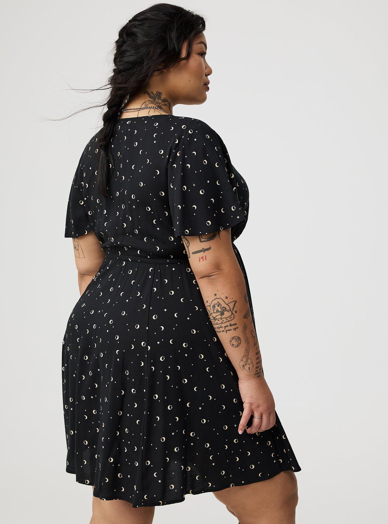 Mini Flutter-Sleeve Surplice Dress
