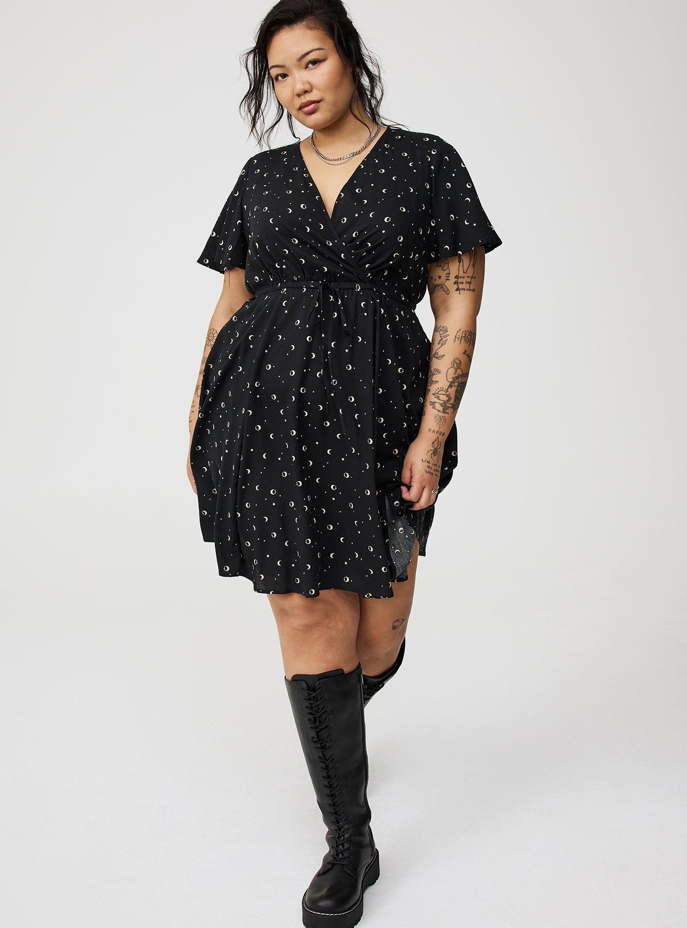 Mini Flutter-Sleeve Surplice Dress
