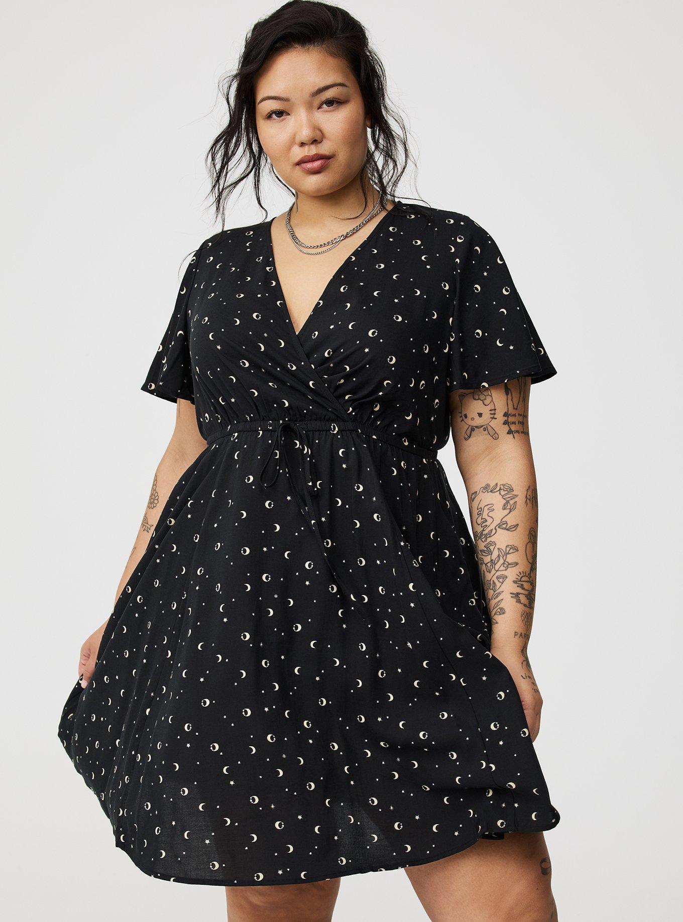 Mini Flutter-Sleeve Surplice Dress