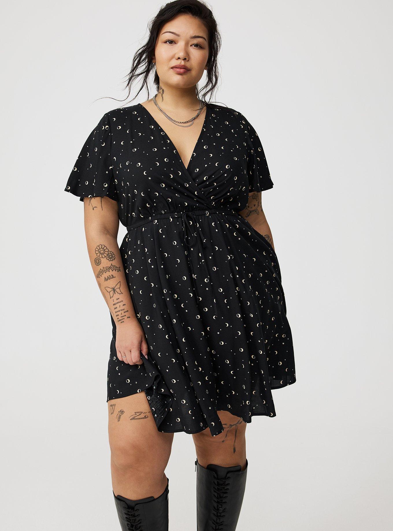 Mini Flutter-Sleeve Surplice Dress