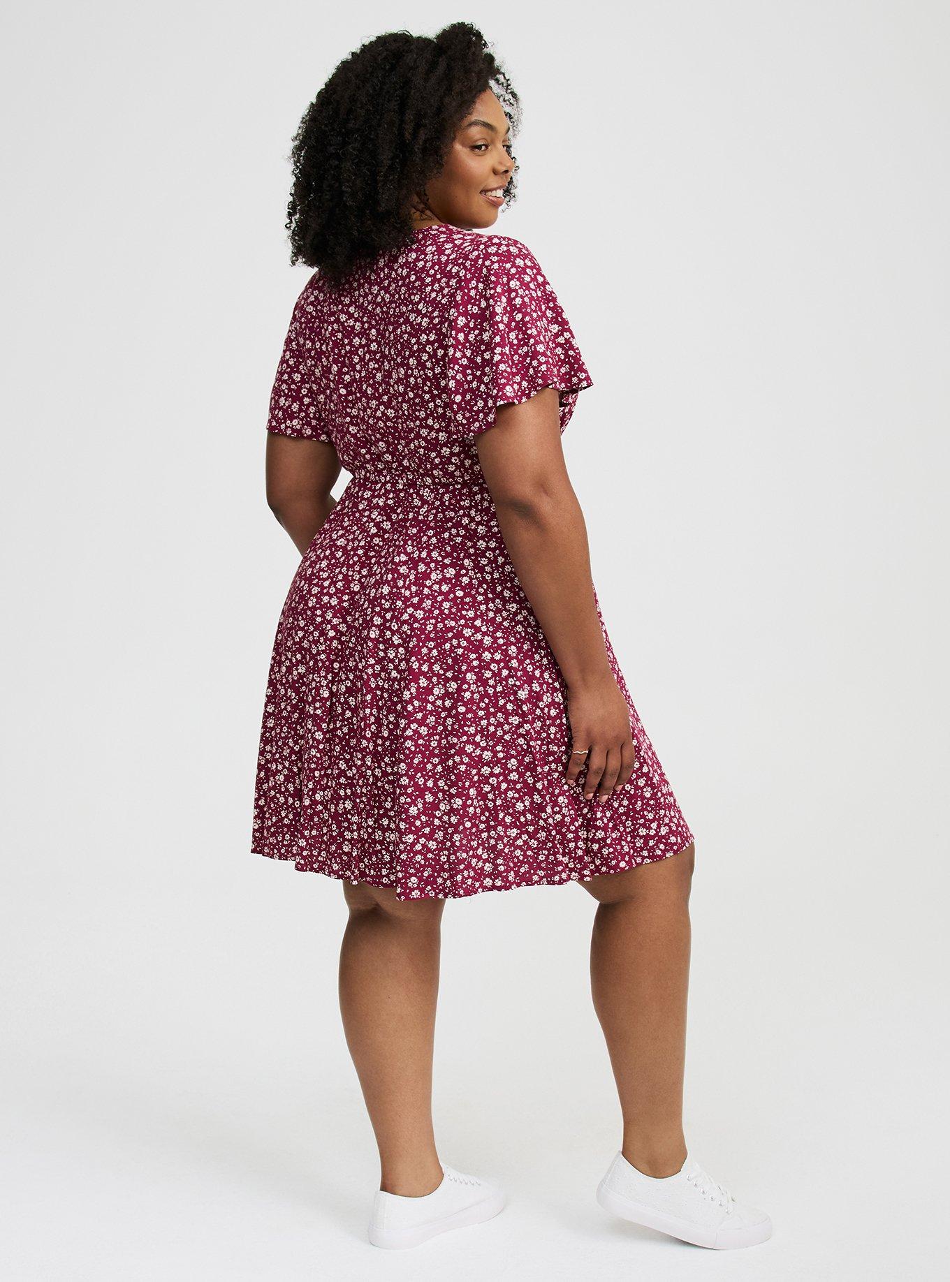 Mini Flutter-Sleeve Surplice Dress