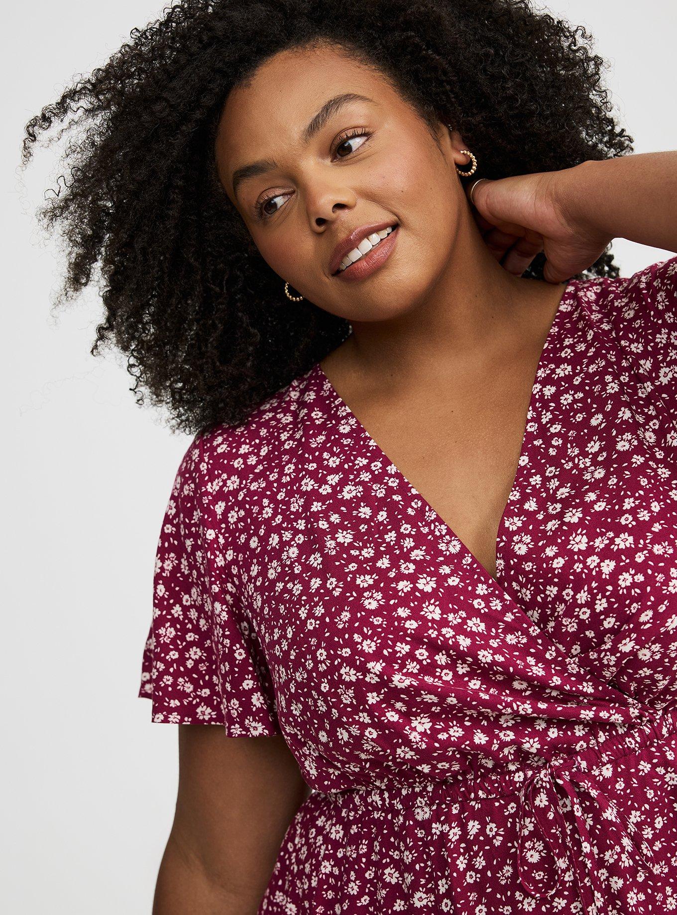 Mini Flutter-Sleeve Surplice Dress