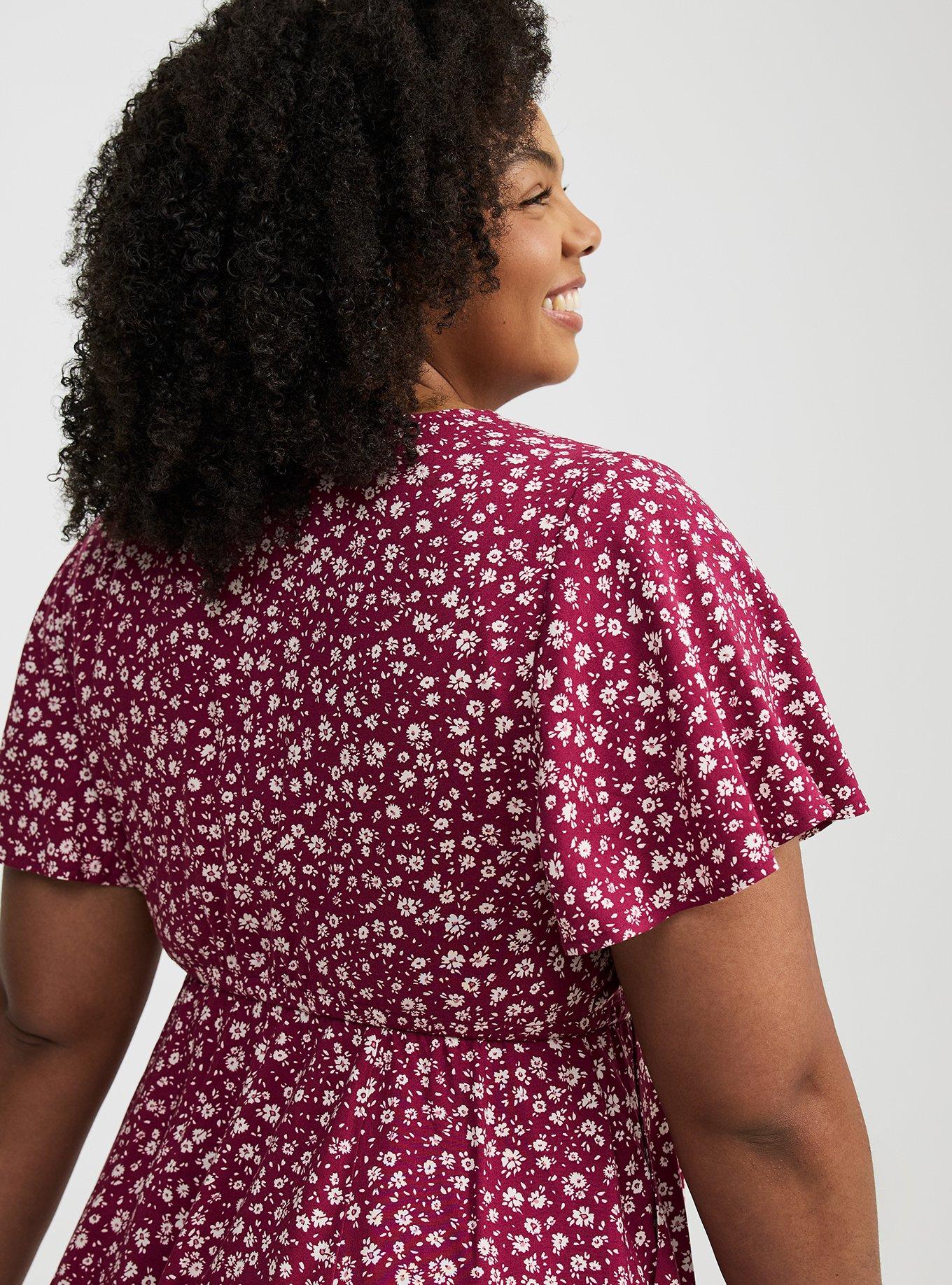 Mini Flutter-Sleeve Surplice Dress