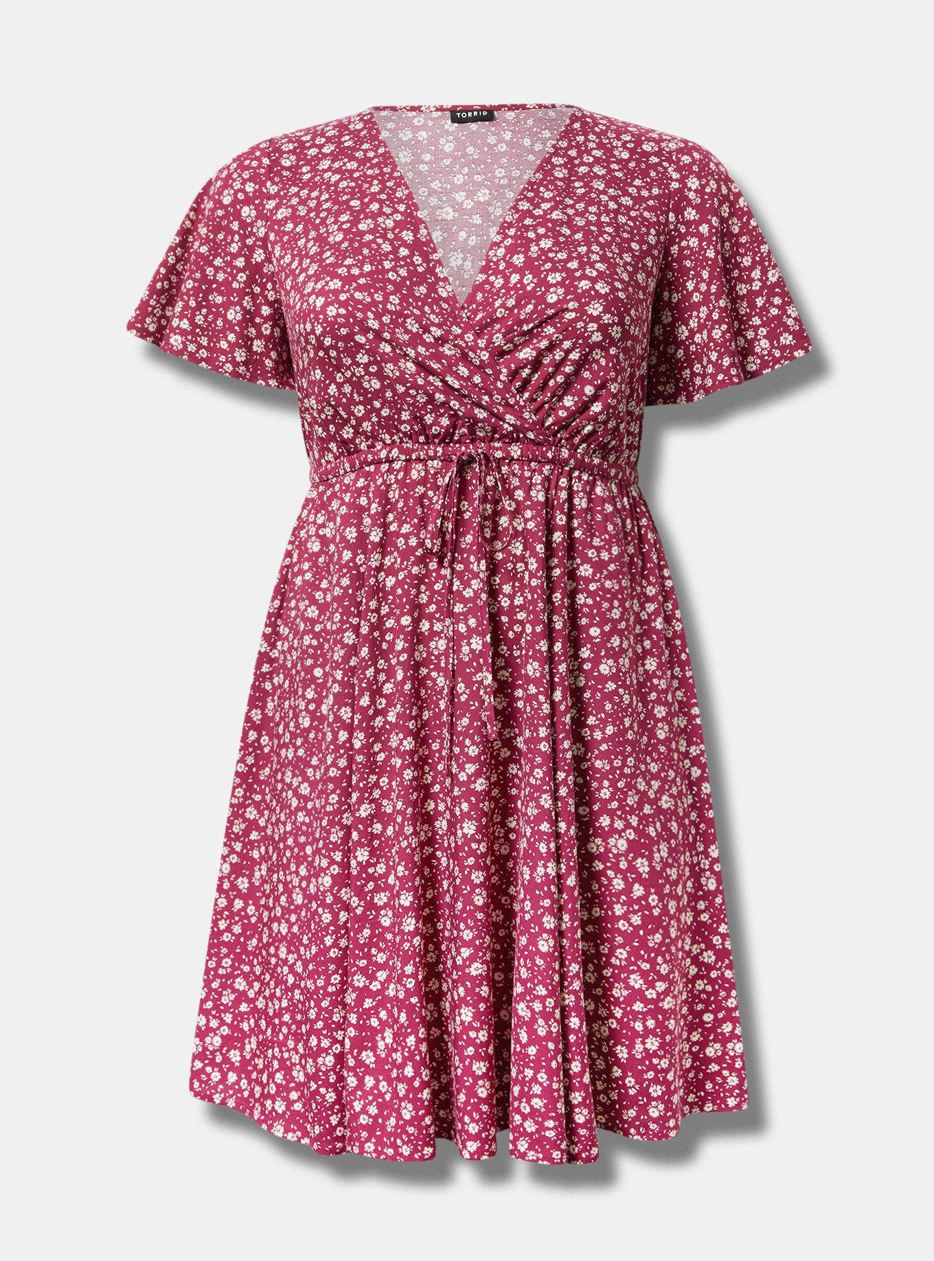 Mini Flutter-Sleeve Surplice Dress