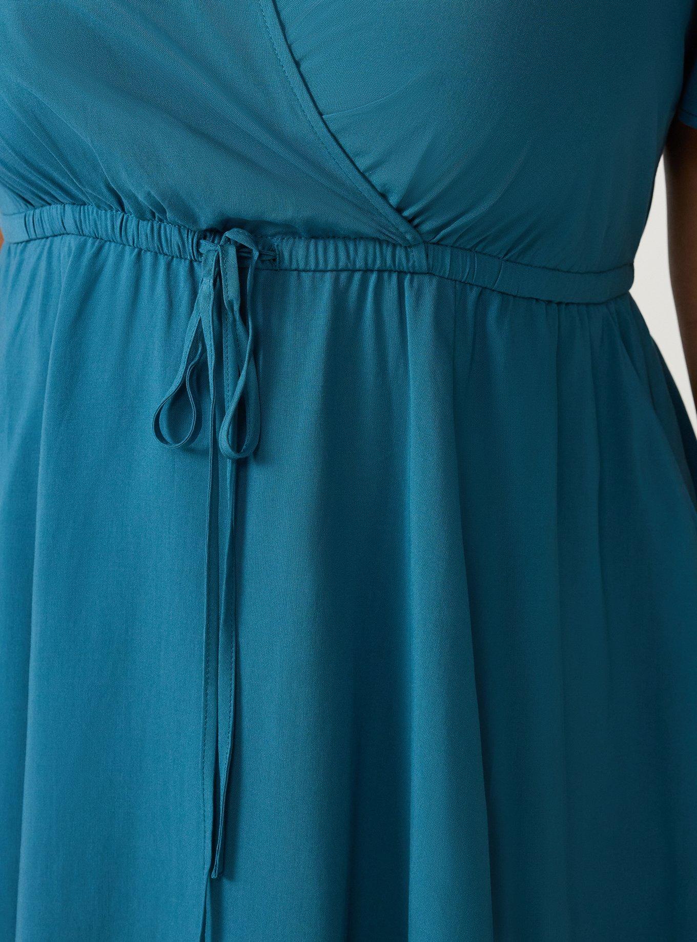 Surplice Flutter-Sleeve Mini Dress, MALLARD BLUE, alternate