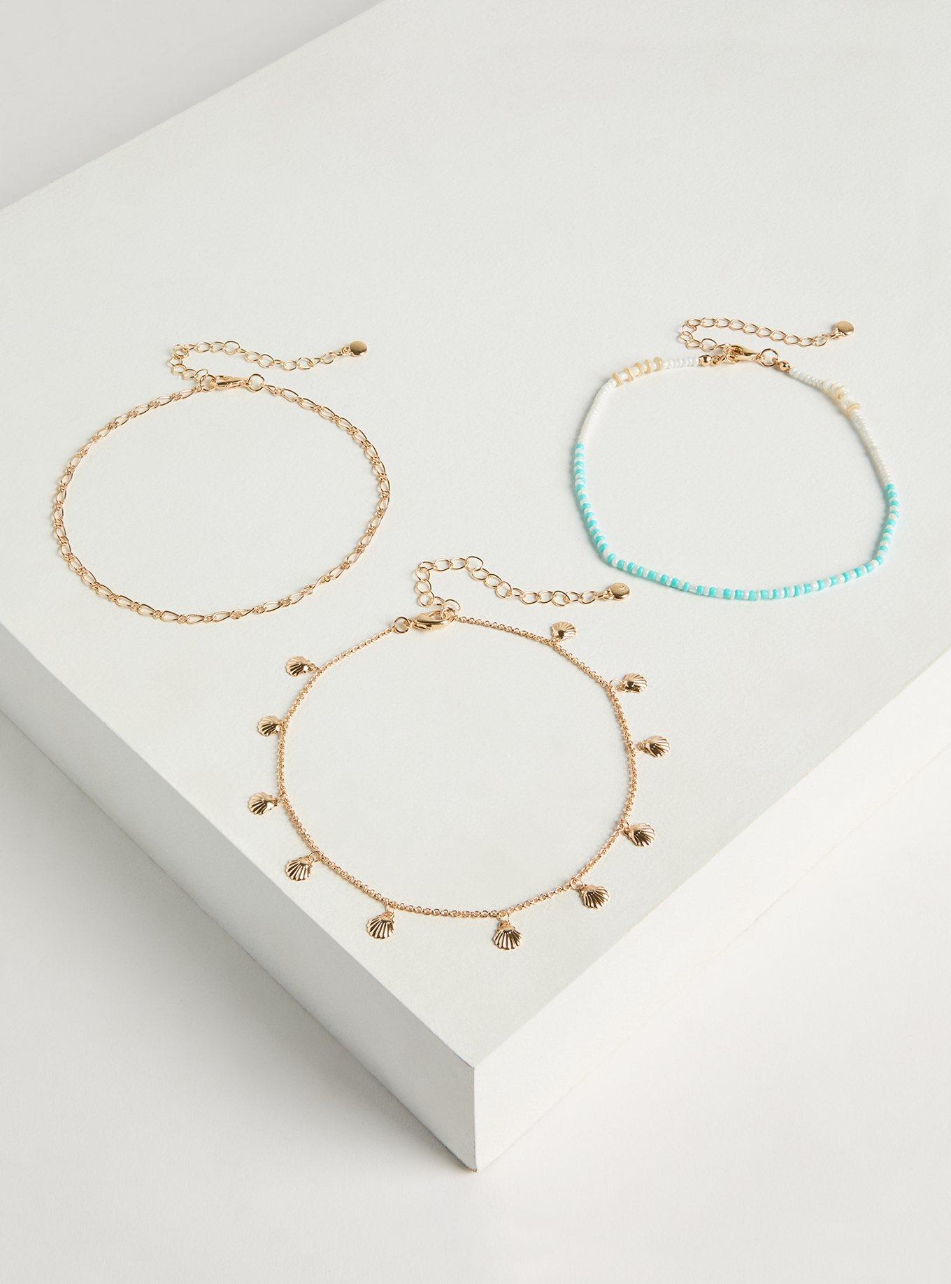 Beaded Shell Anklet Set