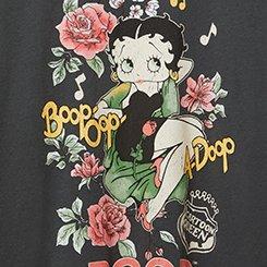 Betty Boop Oversized Cotton Crew Tunic Tee, BETTY BOOP ROSES VINTAGE BLACK, swatch