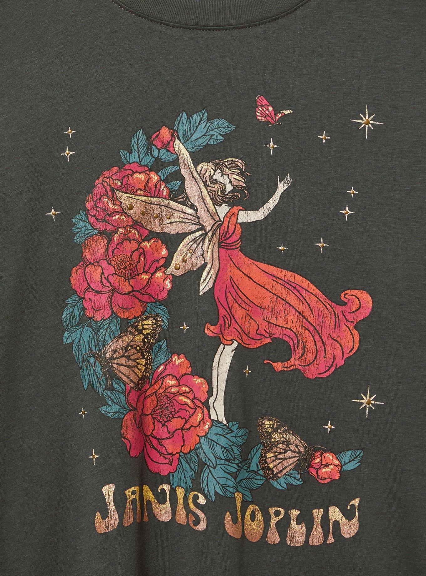 Janis Joplin Oversized Cotton Crew Tunic Tee