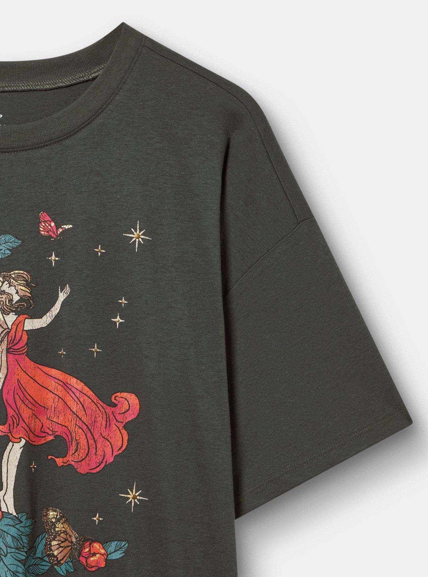 Janis Joplin Oversized Cotton Crew Tunic Tee