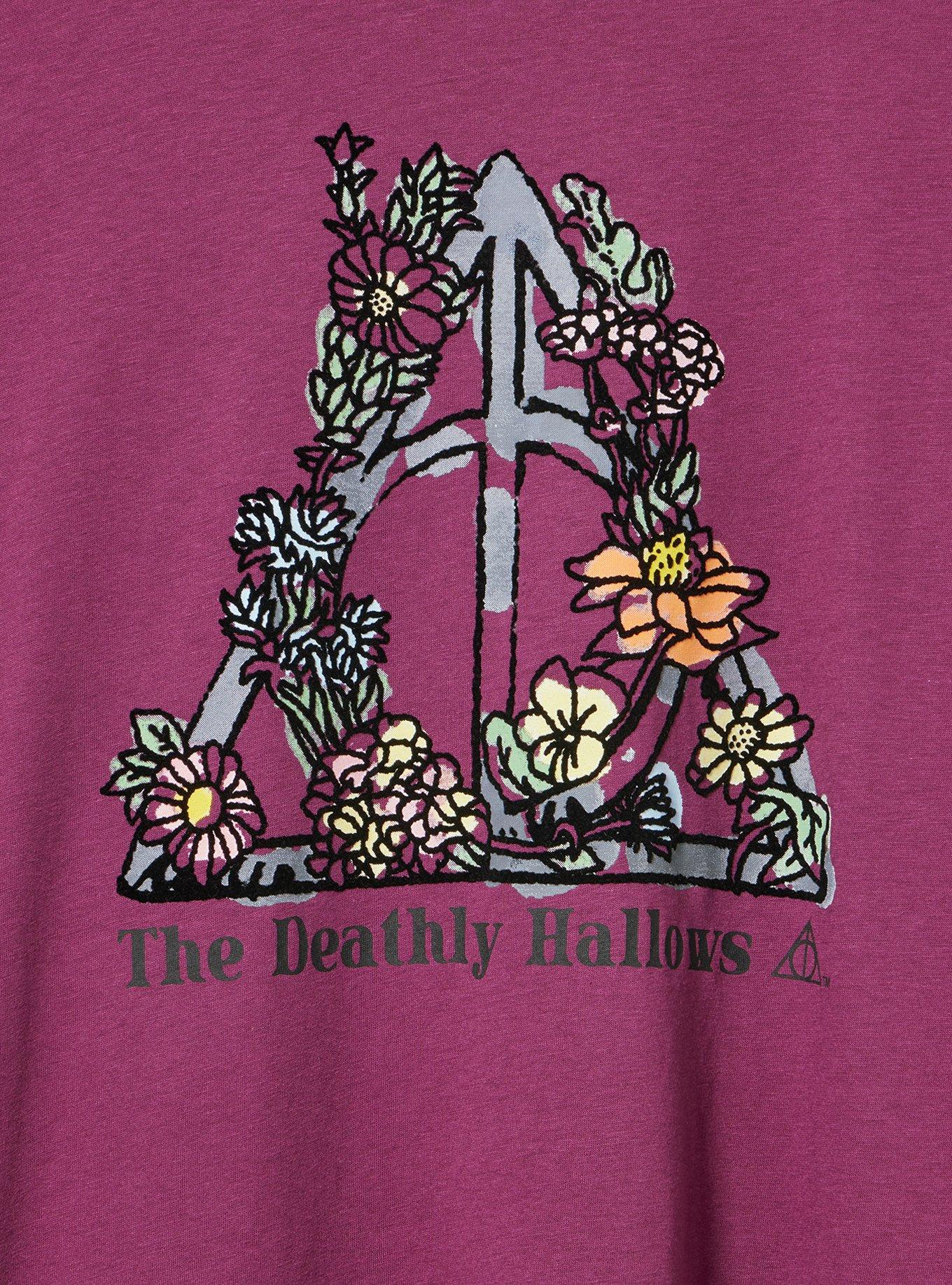 Harry Potter Classic Cotton Crew Tee, DEATHLY HALLOWS FLOWERS AMARANTH, alternate