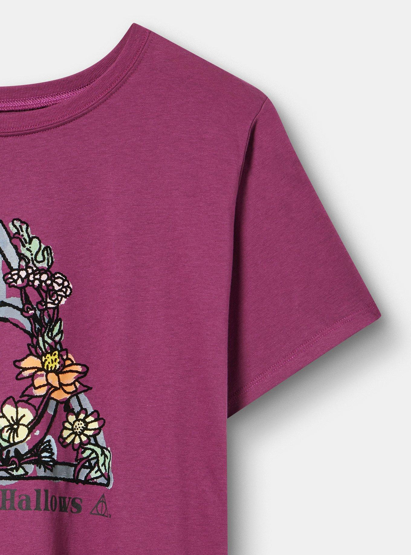 Harry Potter Classic Cotton Crew Tee, DEATHLY HALLOWS FLOWERS AMARANTH, alternate