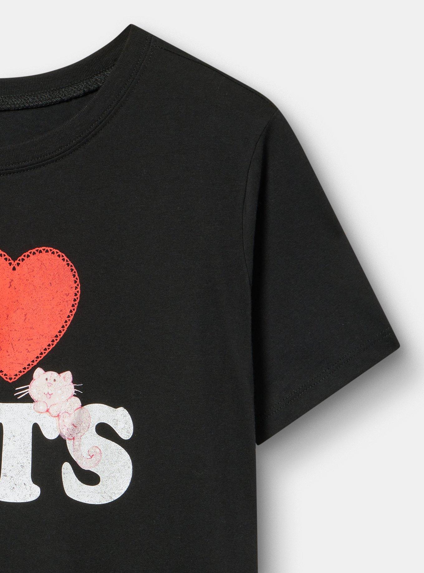 Strawberry Shortcake Classic Cotton Crew Tee, I LOVE CATS DEEP BLACK, alternate