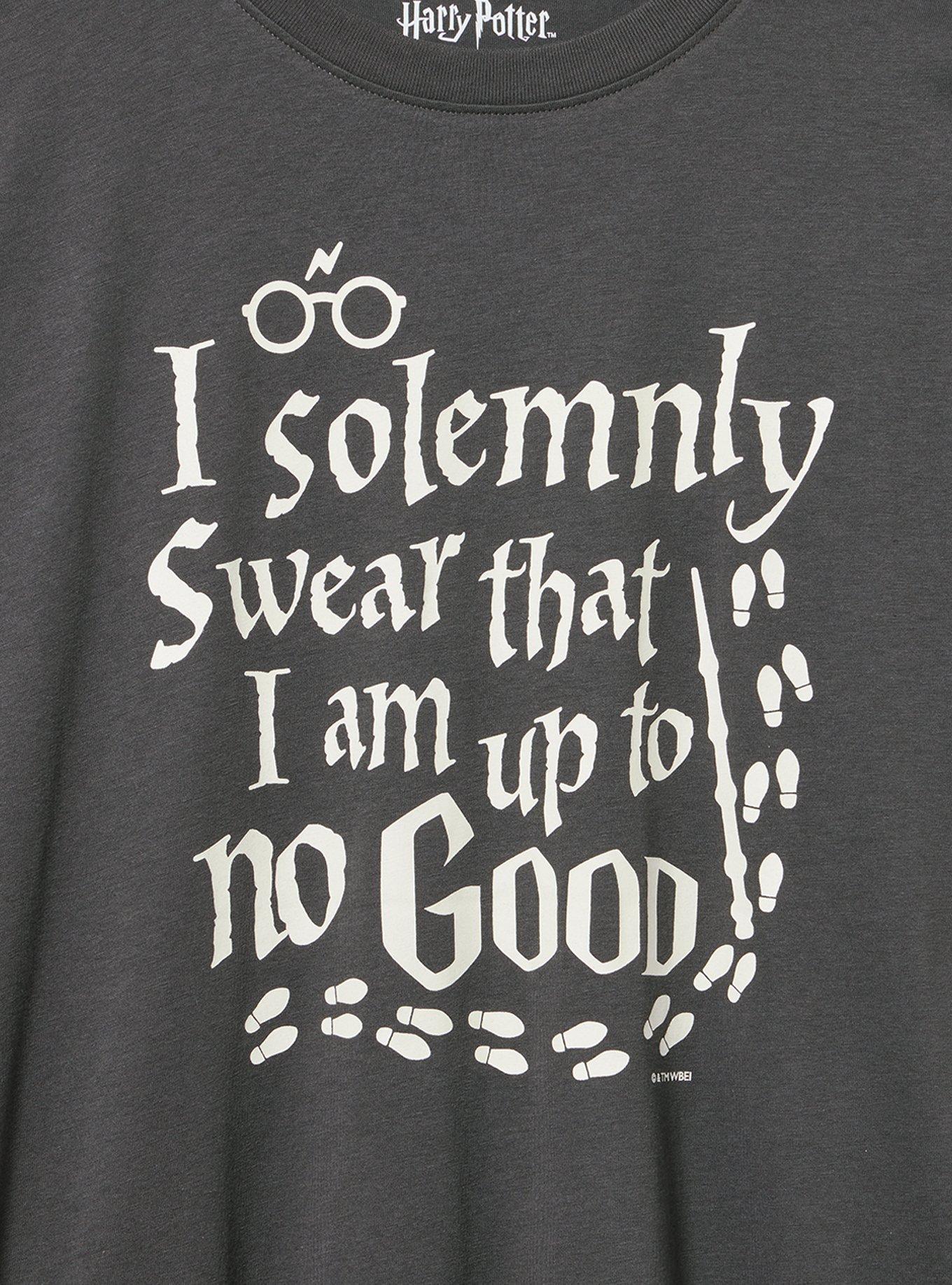 Harry Potter Oversized Cotton Crew Tunic Tee, HARRY POTTER SWEAR VINTAGE BLACK, alternate