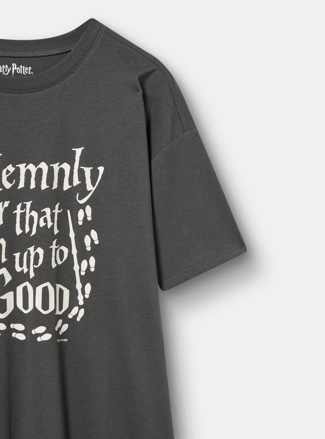 Harry Potter Oversized Cotton Crew Tunic Tee, HARRY POTTER SWEAR VINTAGE BLACK, alternate