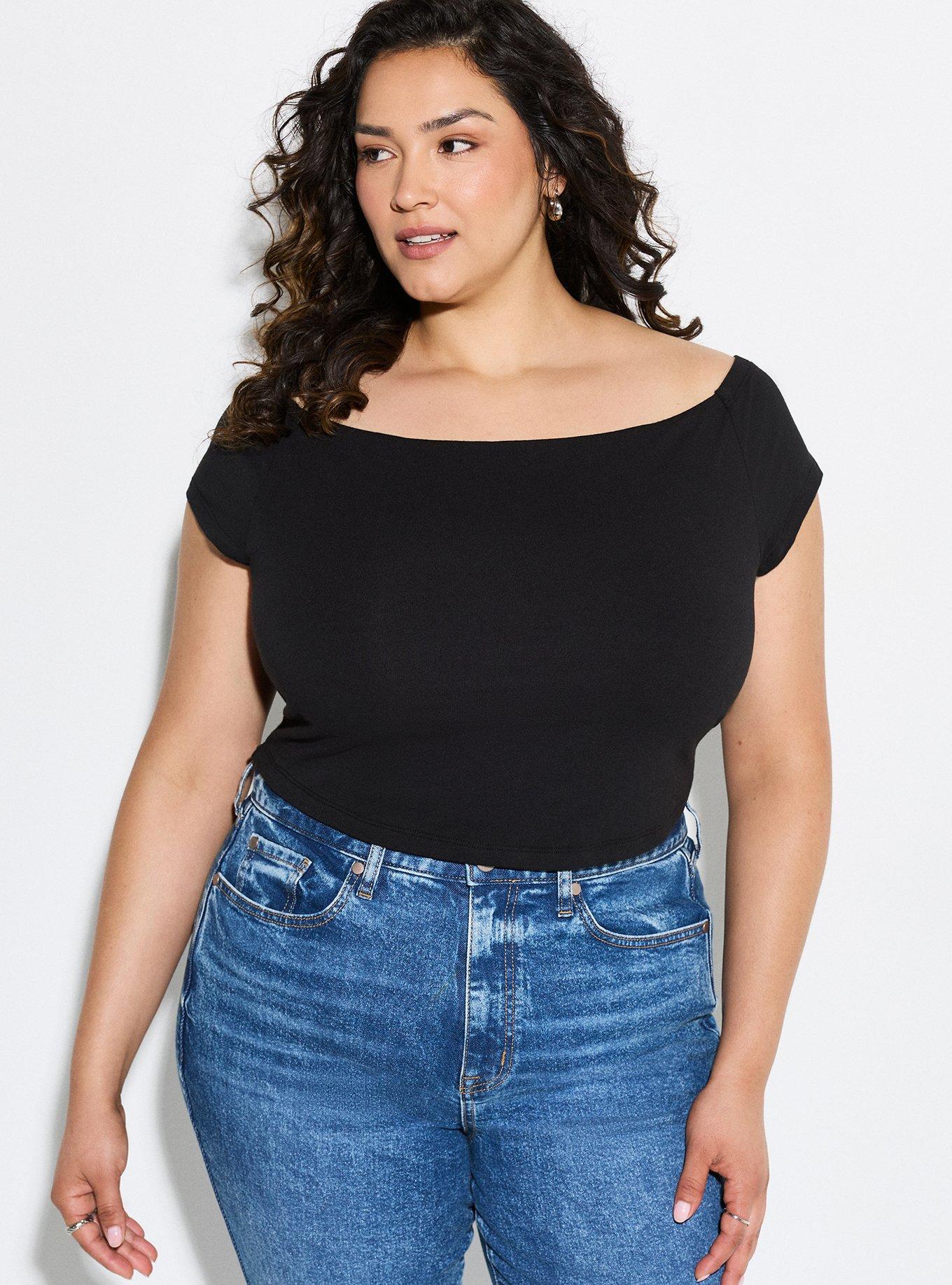 LoveSick Off-Shoulder Top, DEEP BLACK, hi-res