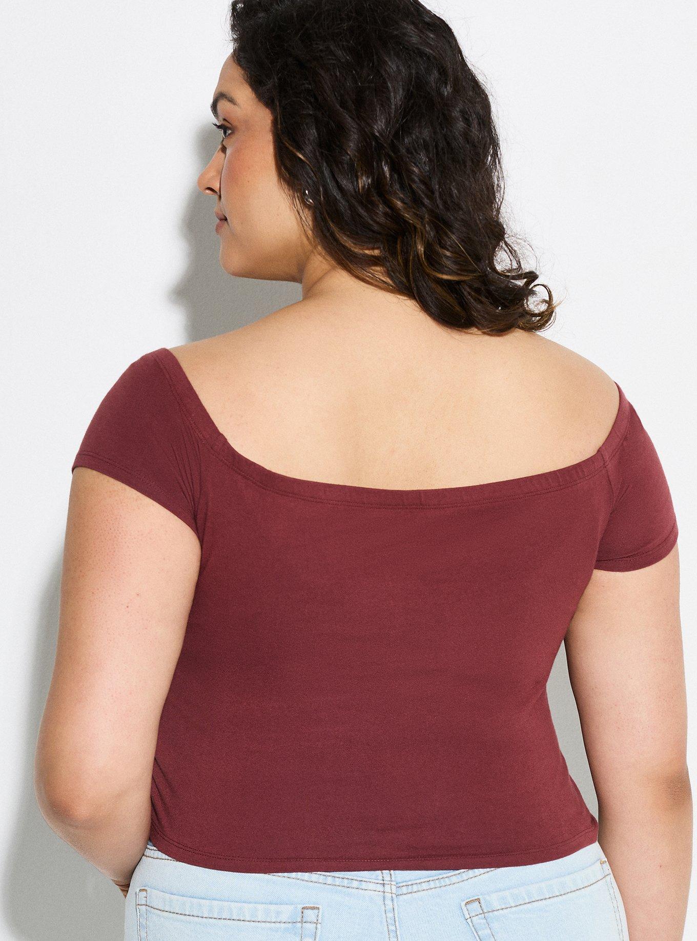 LoveSick Off-Shoulder Top, RED MAHOGANY, alternate