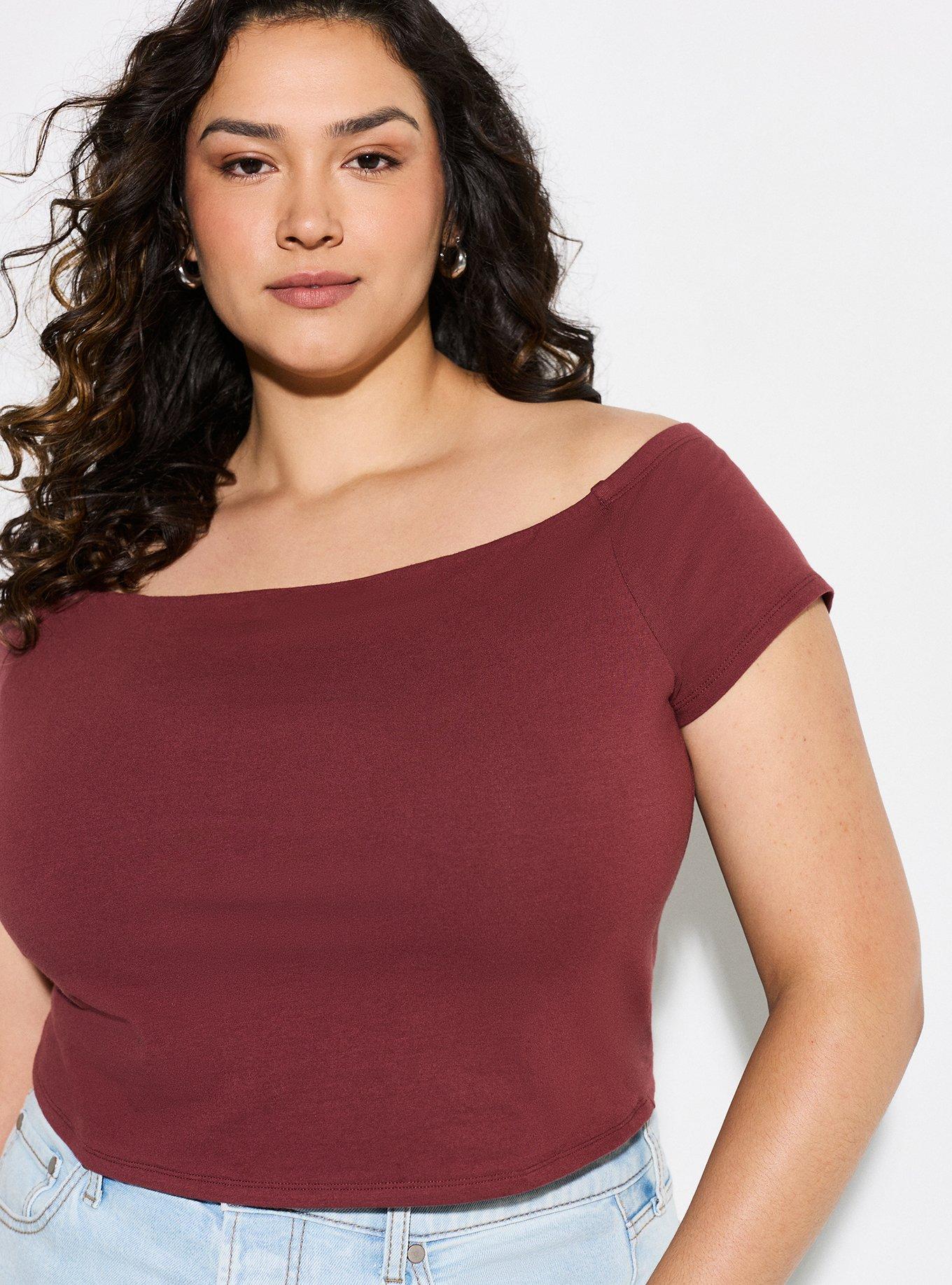 LoveSick Off-Shoulder Top, RED MAHOGANY, alternate