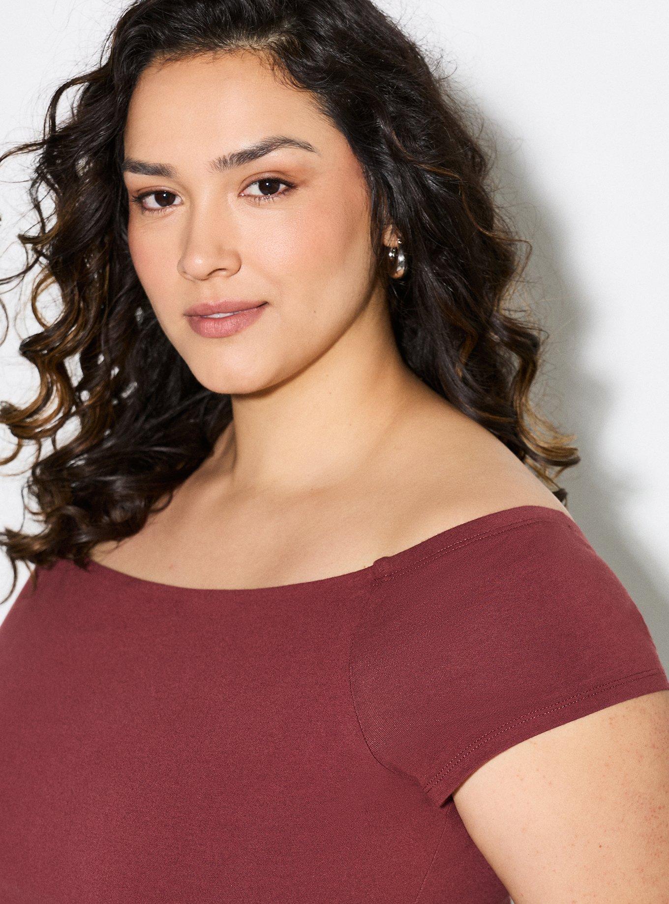 LoveSick Off-Shoulder Top, RED MAHOGANY, alternate