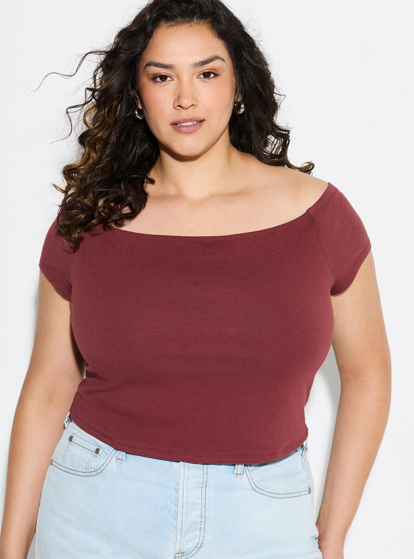 LoveSick Off-Shoulder Top, RED MAHOGANY, alternate