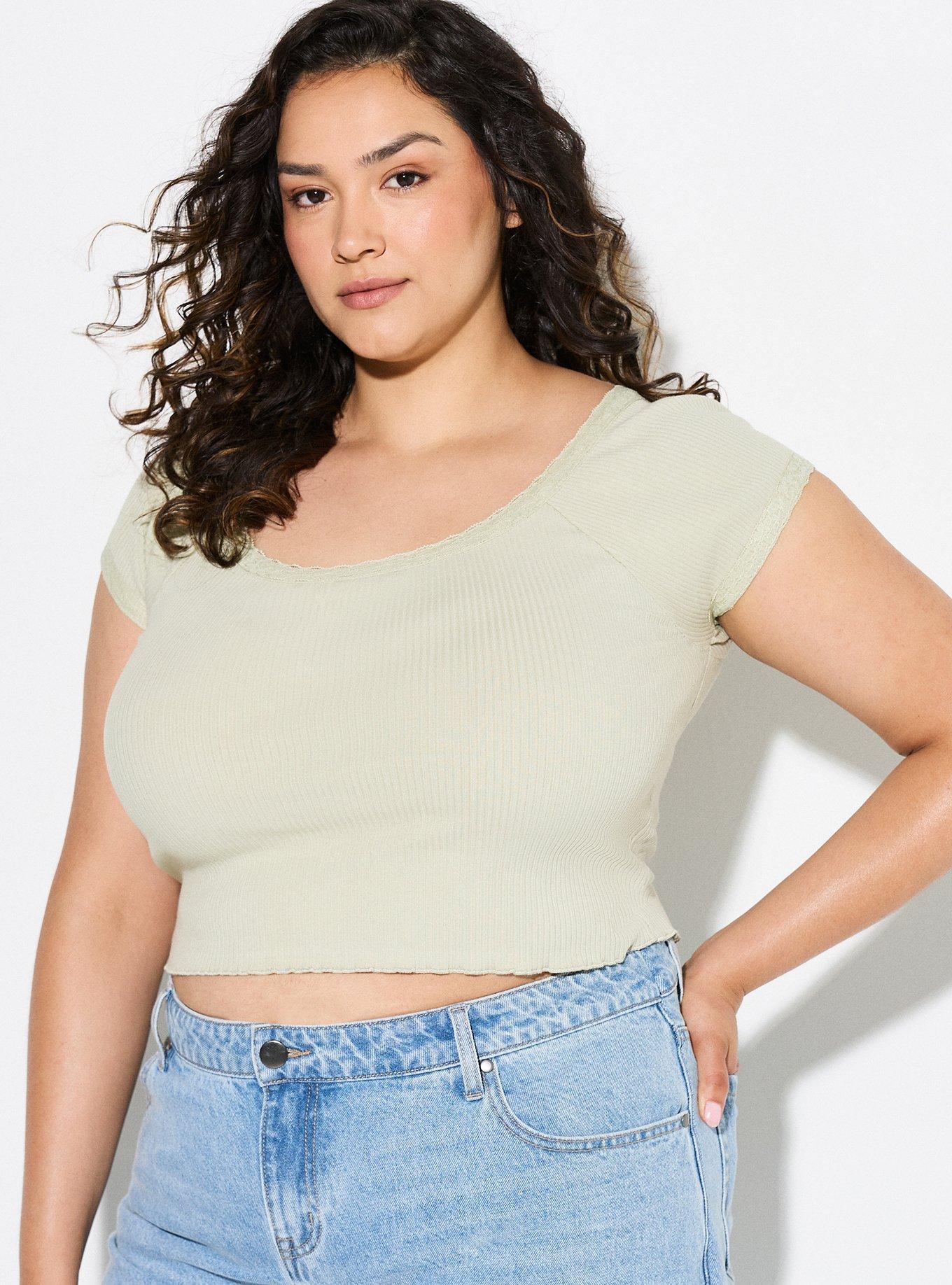 LoveSick Lace Trim Rib Tee, DESERT SAGE, alternate