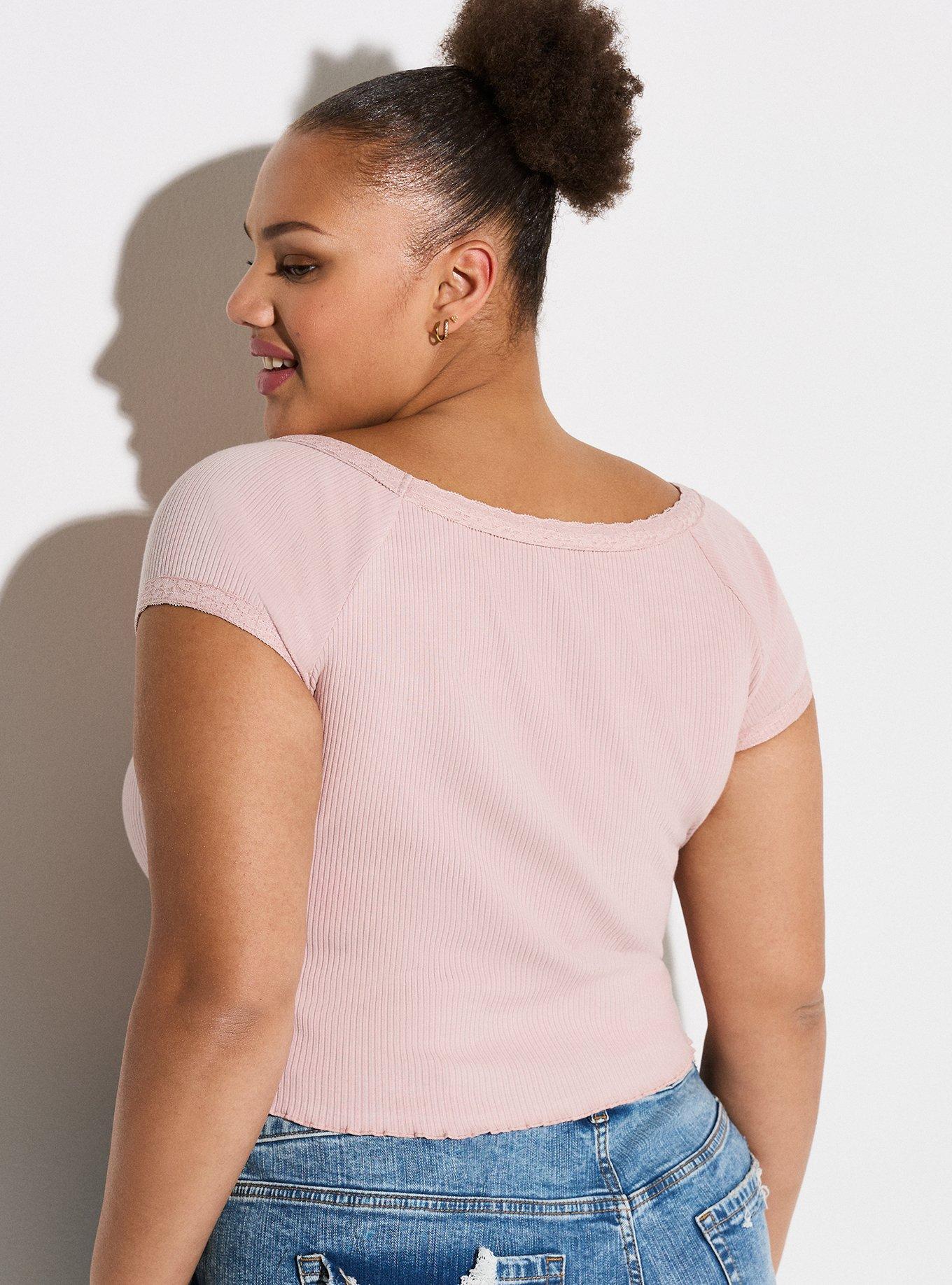 LoveSick Lace Trim Rib Tee, LIGHT ROSE, alternate