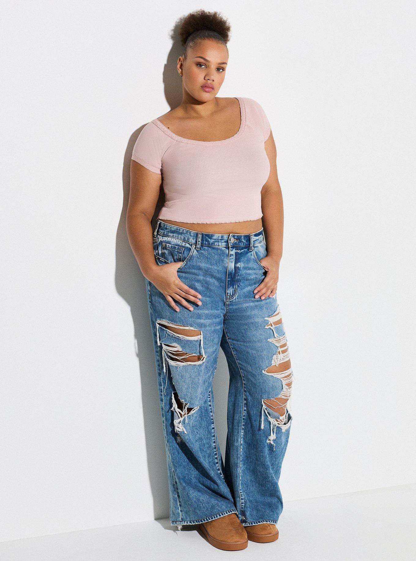 LoveSick Lace Trim Rib Tee, LIGHT ROSE, alternate