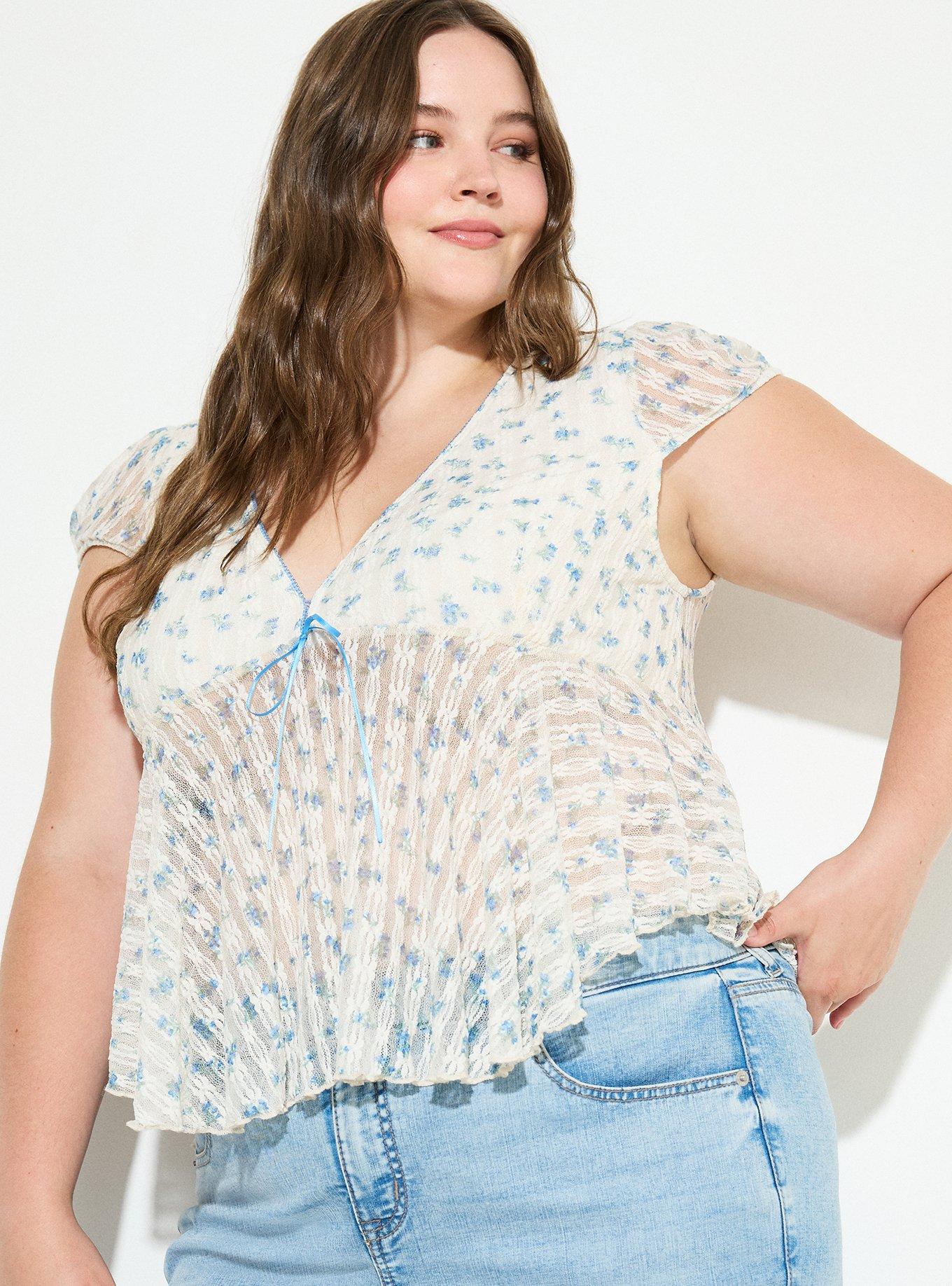 Plus Size - LoveSick Ribbon-Trim Babydoll Top - Torrid