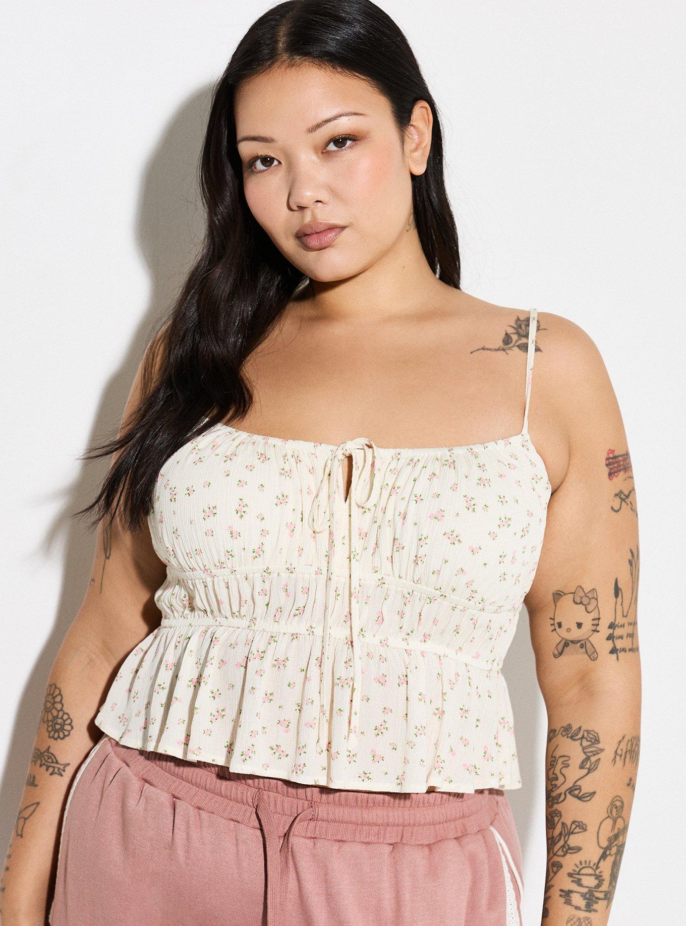 Plus Size LoveSick Babydoll Cami, PETITE BLOSSOMS PRISTINE, hi-res