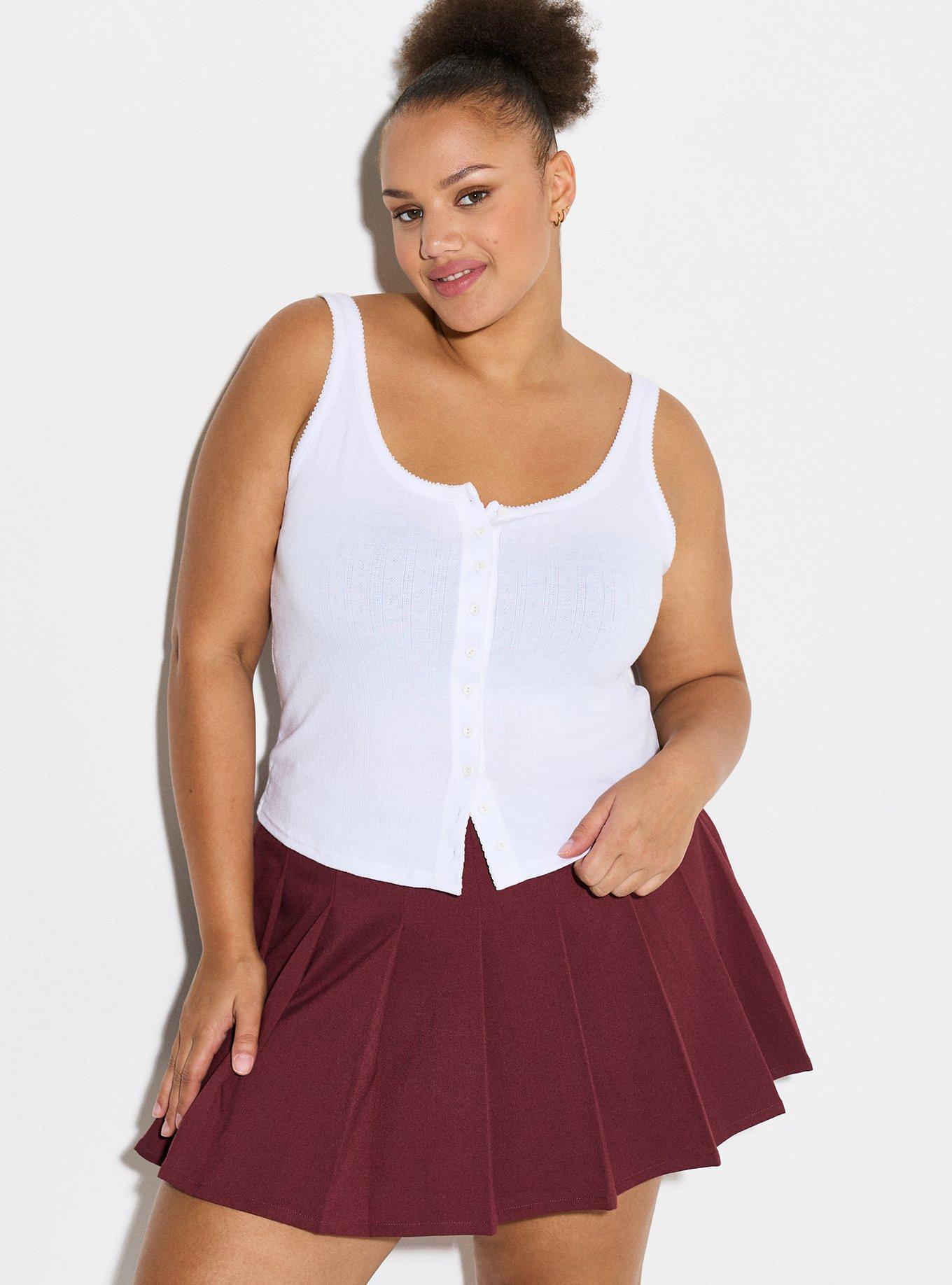 LoveSick Pointelle Button Tank, BRIGHT WHITE, alternate