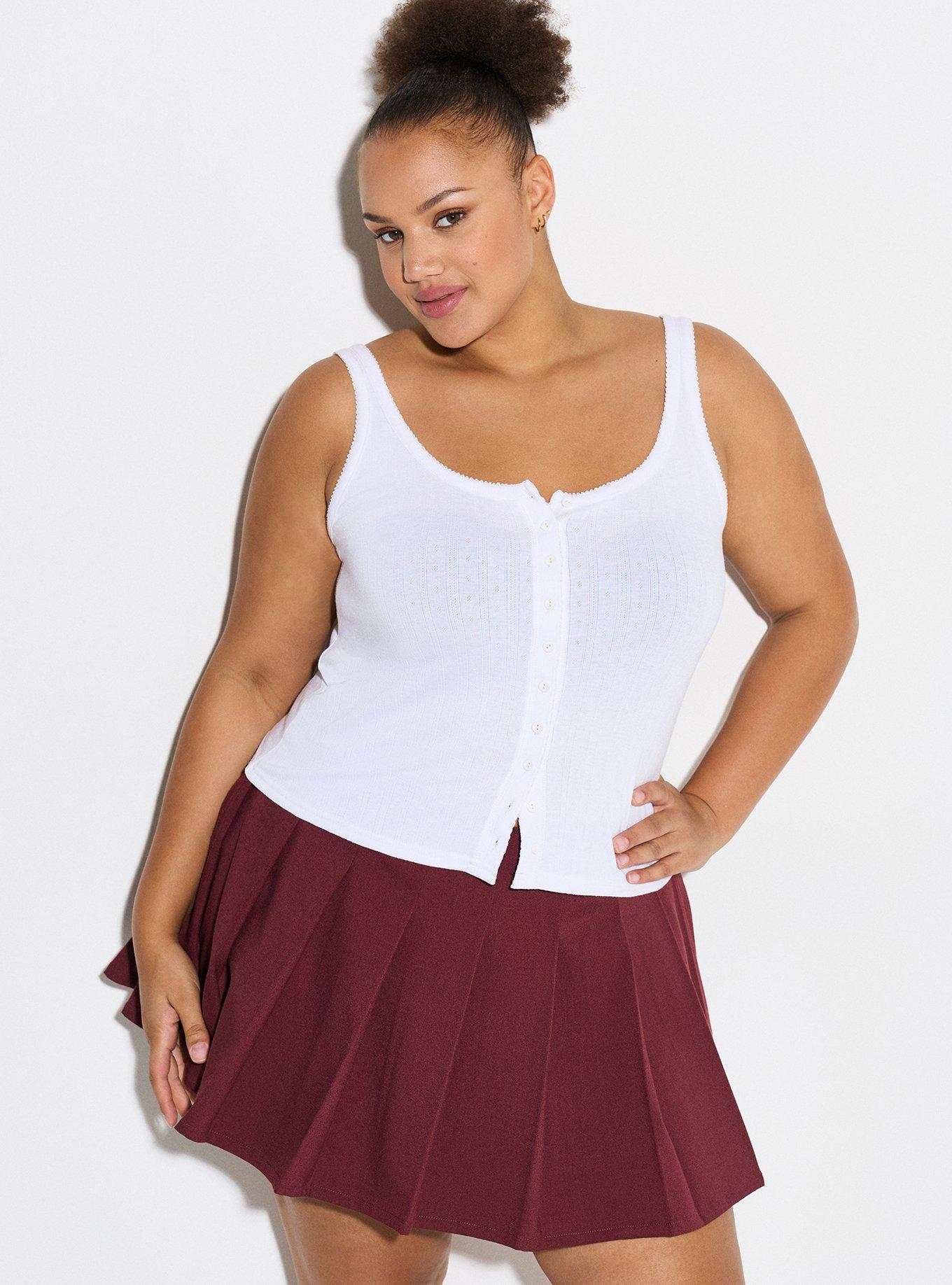 LoveSick Pointelle Button Tank, BRIGHT WHITE, hi-res