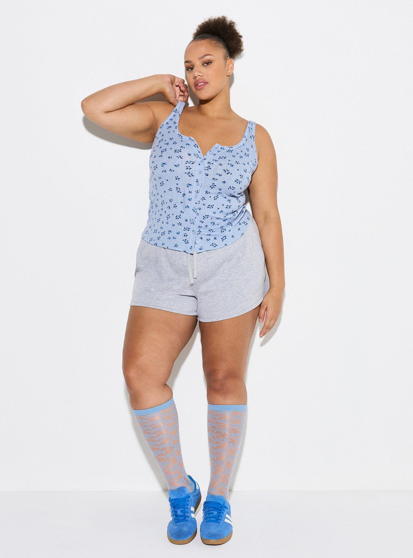 LoveSick Pointelle Button Tank, PETITE BLOSSOMS FOREVER BLUE, alternate