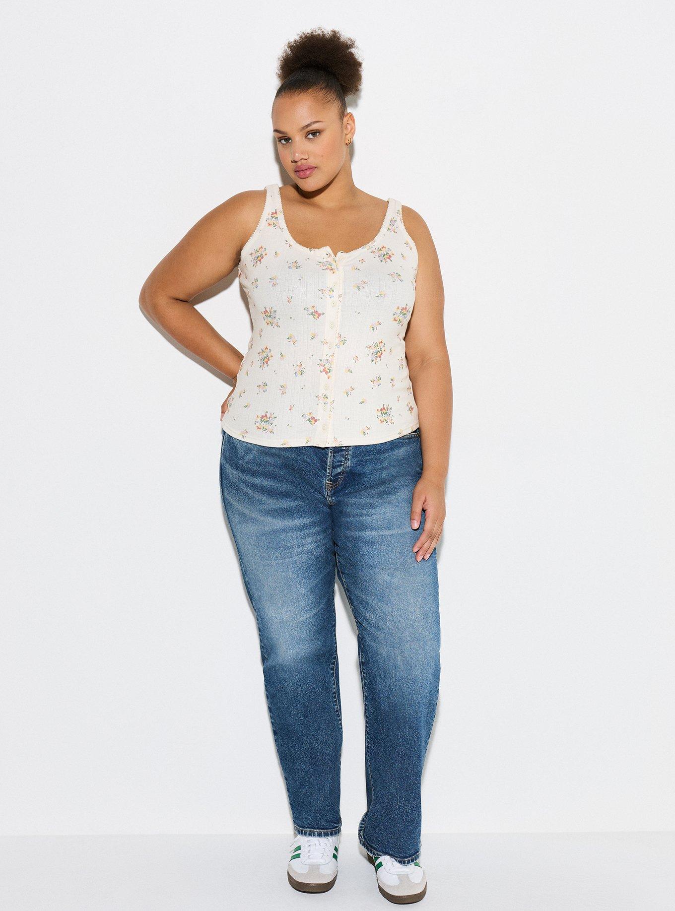 LoveSick Pointelle Button Tank, FLORAL MEADOW ANTIQUE WHITE, alternate