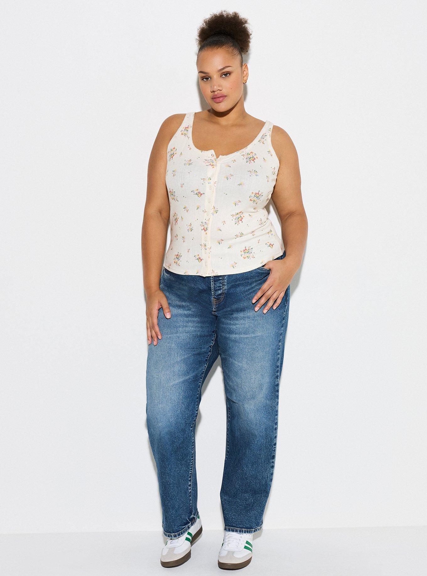 LoveSick Pointelle Button Tank, FLORAL MEADOW ANTIQUE WHITE, alternate