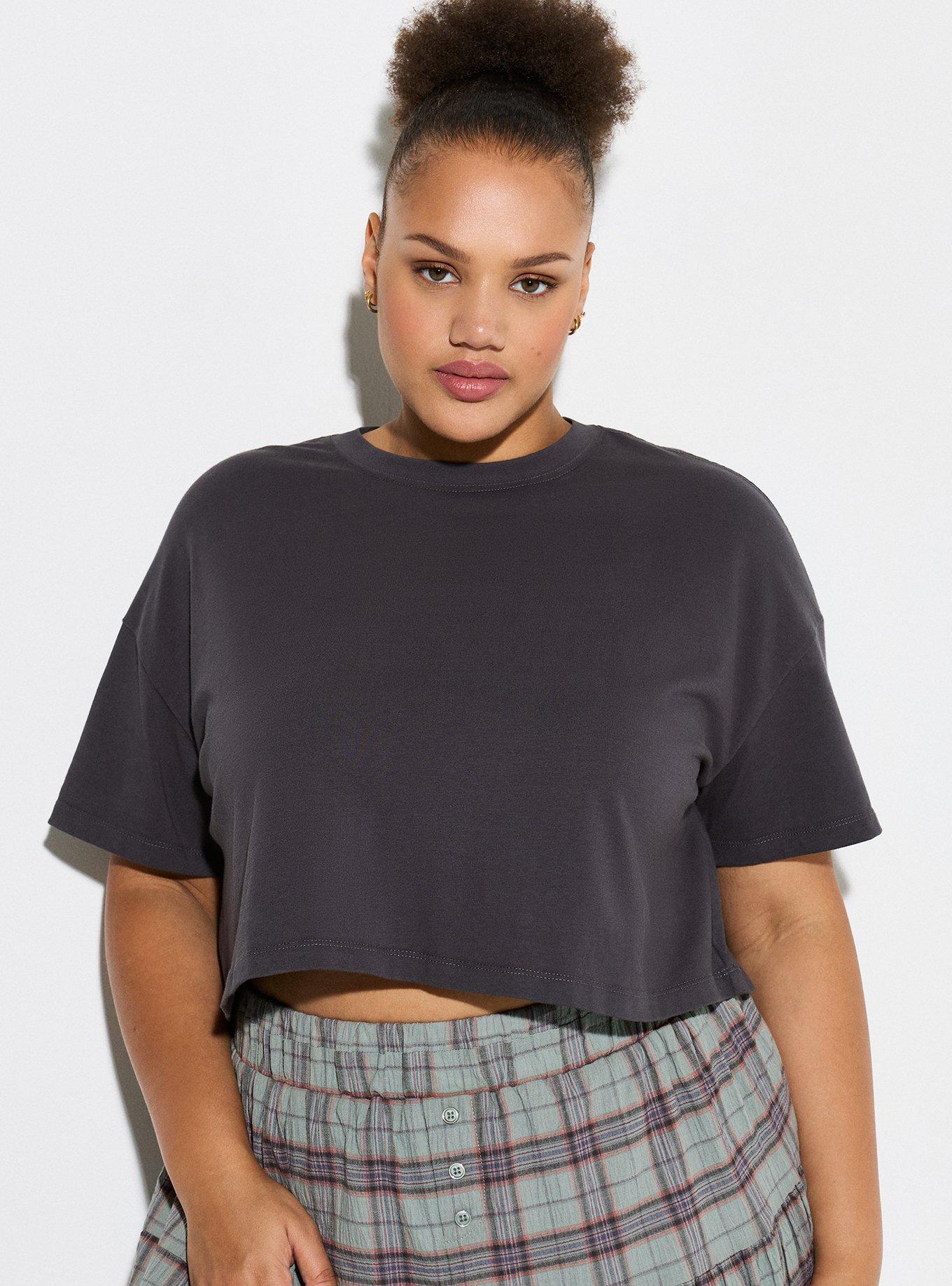 LoveSick Scoop Crop Baby Tee, FORGED IRON, alternate