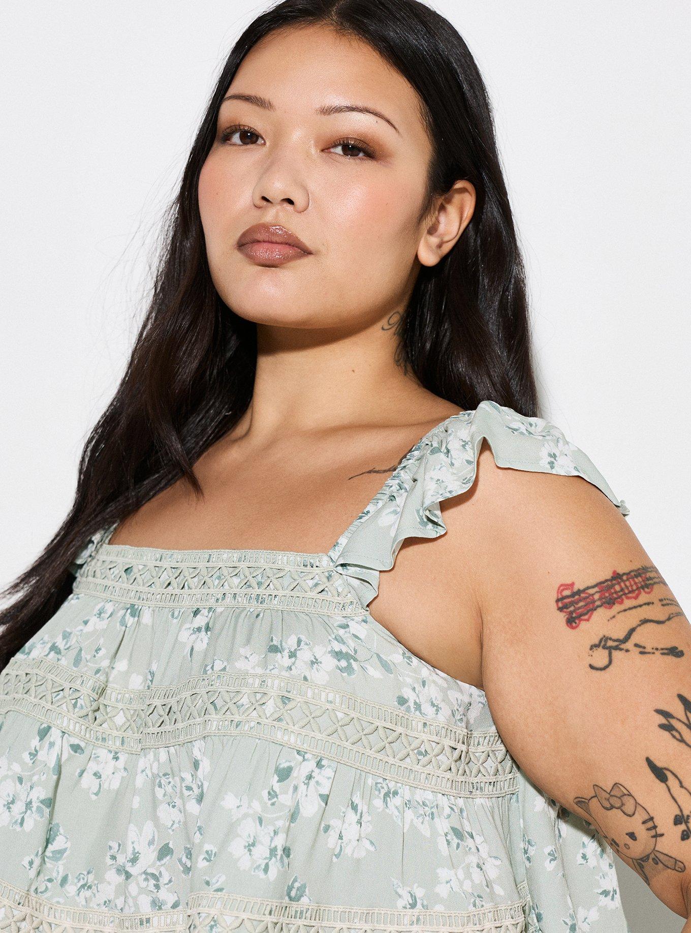 LOVESICK TIERED SWING TOP, PAINTED FLORAL DESERT SAGE, alternate